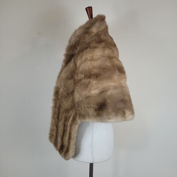 Vintage EMBA Royal Quality Pastel Natural Brown Mink Shawl Stole Wrap Cape Fur - Picture 5 of 10